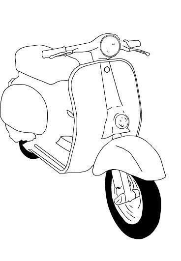 Moter Cycle Drawing, Scooter Drawing, Vespa Illustration, Motorcycle Art Painting, Scooters Vespa, Surf Painting, Vw Art, Bike Drawing, Geometric Design Art