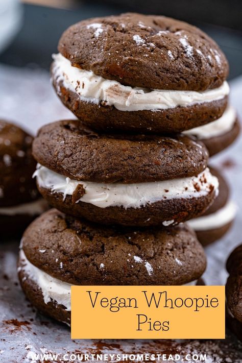 Vegan Whoopie Pies Dairy Free Whoopie Pies, Healthy Whoopie Pies, Vegan Gluten Free Whoopie Pies, Vegan Whoopie Pies, Gluten Free Whoopie Pies, Vegan Copycat, Vegan Pies Recipes, Df Recipes, Whoopie Pie Recipe