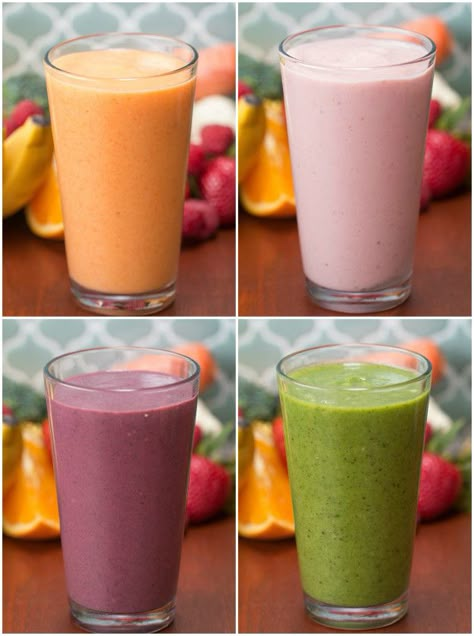 4 Make-Ahead Veggie-Packed Fruit Smoothies Heathy Smoothies, Veggie Smoothies, Smoothie Prep, Best Smoothie Recipes, Healthy Shakes, Milk Shakes, Health Smoothies, Fruit Smoothie Recipes, Smoothie Shakes