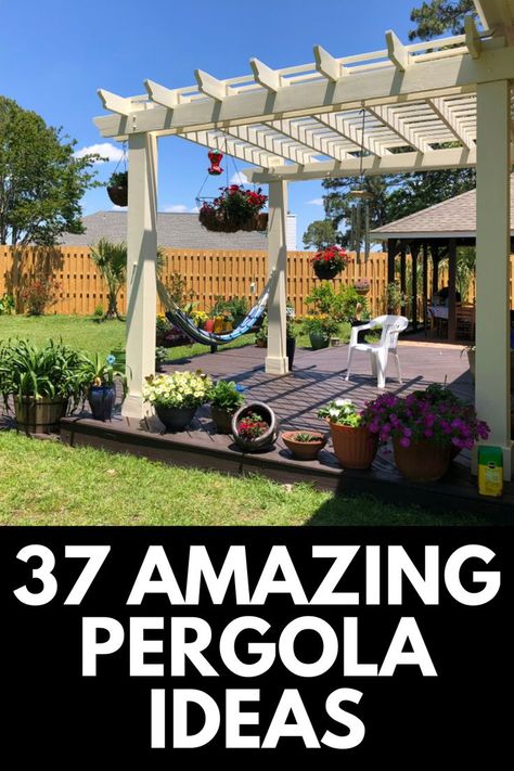 Covered Pergola Patio, Backyard Covered Patios, Backyard Bonfire, Backyard Layout, Backyard Gazebo, Pergola Garden, Easy Landscaping, Backyard Pergola, Deck With Pergola