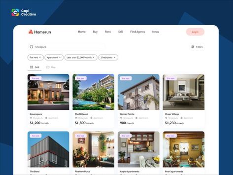 This is our homepage design after filtering information for real estate called Homerun which is a platform for buying, renting, selling, and so on. #landingpage #homepage #house #uiconcept #uidesign #ui #app #appdesign #realestate #creative #design #responsive #webapp #webdesign Real Estate Landing Pages, Real Estate Website Design, Homepage Design, Web Blog, Selling Real Estate, Selling House, Web App, For Real, Ui Design