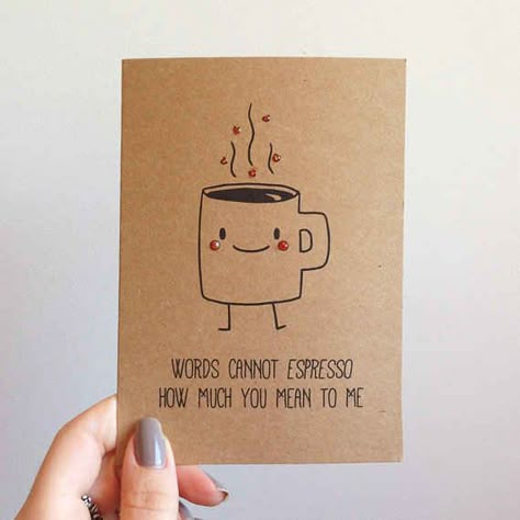 Coffee Valentine. | 30 Punny Valentines For Everyone You Love #coffee #Valentine's #Day Veggie Jokes, Valentines Bricolage, Punny Valentines, Punny Cards, Anniversaire Diy, Lunch Notes, Cute Puns, Coffee Valentines, Pun Card