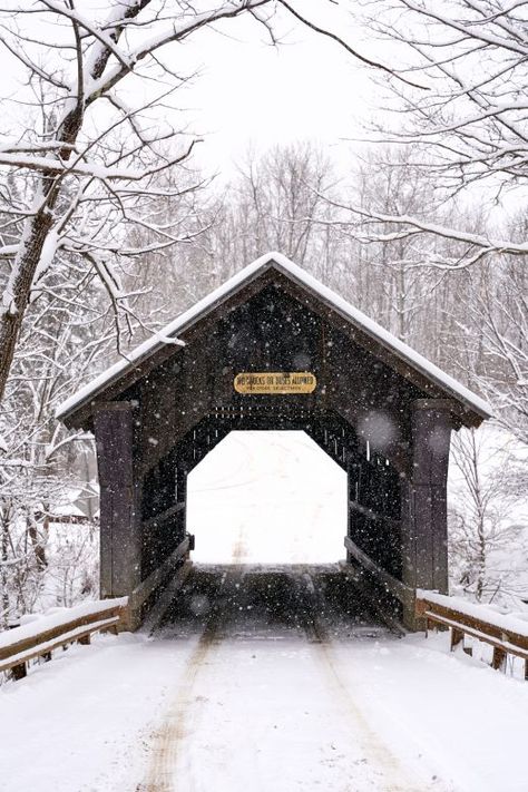 Scenes of Winter in Stowe, Vermont - New England Today Stowe Vermont Winter, Winter Scenes Wonderland, Vermont Winter, New England Christmas, England Winter, Stowe Vermont, Small Town America, Ski Town, Covered Bridge