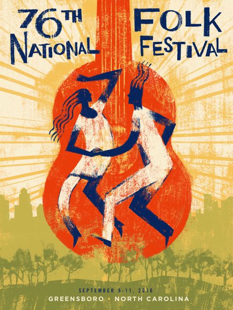 Art Festival Poster, Folk Music Festival, Genre Posters, National Festival, Folk Illustration, Adobe Design, Music Festival Poster, American Illustration, Illustration Work