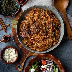 Slow cooked beef with risoni – Greek giouvetsi - My Family's Food Diary Greek Giouvetsi, Slow Cooked Beef, Lamb Shanks, Greek Dishes, Wood Fired Oven, Red Sauce, Slow Cooked, Food Diary, Greek Recipes