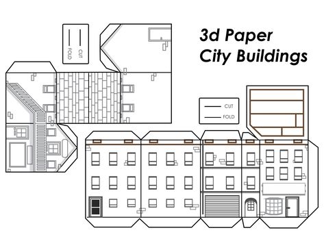 Printable 3d Paper City Buildings Template Paper City Printable, 3d Paper Houses, Cardboard City, Paper House Template, Paper Towns, Paper City, Picture Templates, City Model, Model Train Layouts