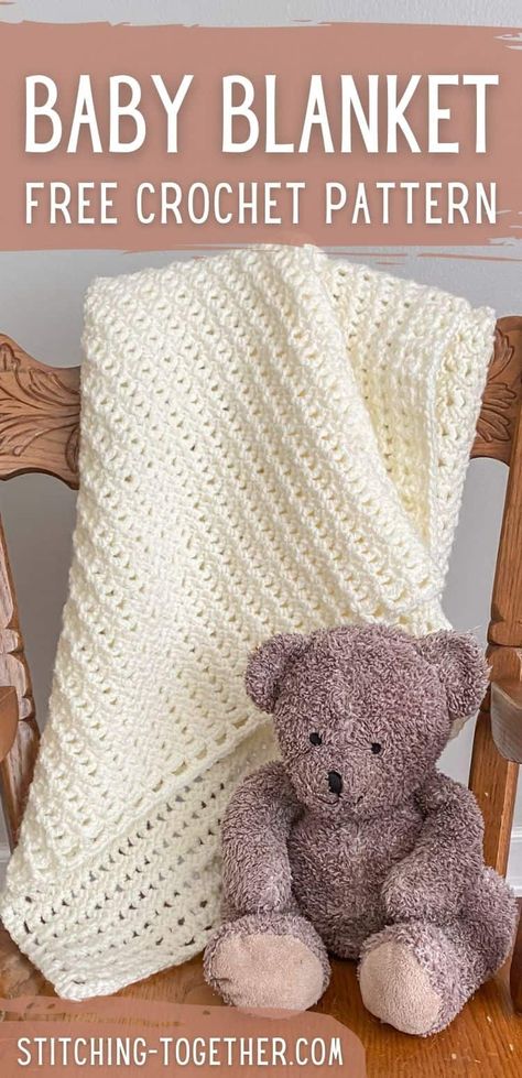 Isn't this lacy crochet baby blanket just the cutest? I love that it is simple enough to be used for a boy or a girl but it is still so pretty! It's a free crochet pattern by Stitching Together. Crochet Borders For Blankets, Crate Projects, Lace Baby Blanket, Baby Blanket Crochet Pattern Easy, Preemie Crochet, Lacy Crochet, Crochet Baby Blanket Free Pattern, Easy Baby Blanket, Awesome Crafts