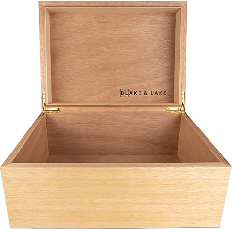 AmazonSmile: Large Wooden Box with Lid - Blonde Catchall Box for Keepsakes - Wooden Storage Box with lid - Decorative boxes with lids Stash Boxes (White Oak): Home & Kitchen Unique Wooden Boxes, Decorative Wooden Boxes, Wooden Box With Lid, Storage Box With Lid, Beautiful Wooden Boxes, Small Wooden Boxes, Wooden Porch, Decorative Storage Boxes, Box Hinges