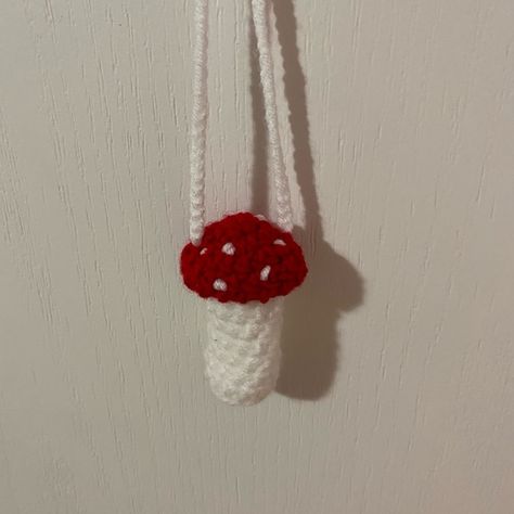 Handmade Crochet Mini Mushroom Holder Mushroom Bag Charm Crochet, Crochet Mini Mushroom, Tiny Mushroom, Mini Mushroom, Crochet Mushroom, Crochet Aesthetic, Charm Holder, Lipstick Holder, Crochet Things