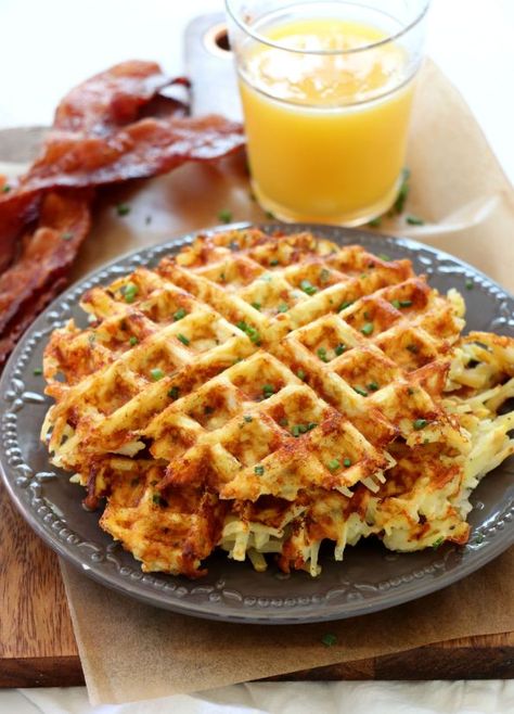 Cheesy Waffled Hash Browns Hash Brown Waffles, Hashbrown Waffles, Breakfast Sides Dishes, Waffle Iron Recipes, Breakfast Sides, Waffle Maker Recipes, Savory Waffles, Hash Brown, Fried Eggs