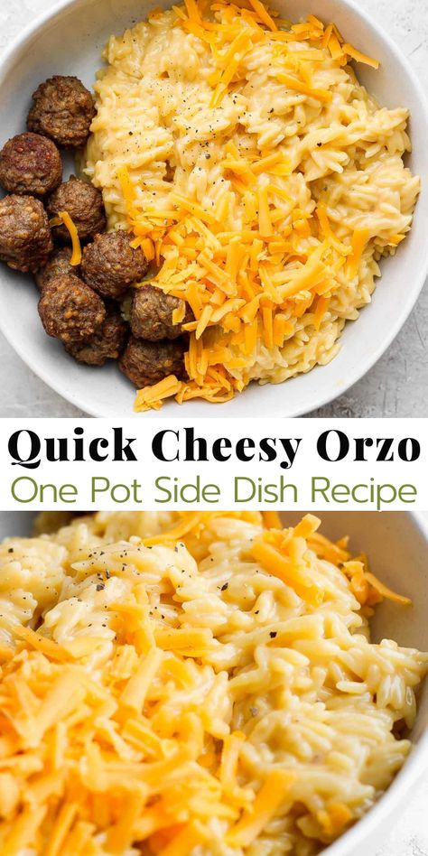 Orzo Pasta Side Dishes Easy, Easy Noodle Dinner Recipes, Orzo Recipes Cheesy, Easy Vegetarian Dinners For Two, Easy Family Side Dishes, Things To Make With Orzo Pasta, Quick Easy Dinner Sides, Side Dishes Orzo, 5 Ingredient Side Dishes