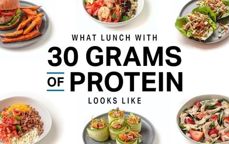 While a healthy breakfast can set you up for a productive start to the day, a high protein lunch, rich in healthy fats and tons of veggies is key to staving off that 3 p.m. slump and keeping your energy levels high all afternoon. Macros Breakfast, High Protein Lunch Ideas, 30 Grams Of Protein, Protein Lunch, High Protein Meal Prep, Macro Meals, High Protein Breakfast, High Protein Low Carb, Protein Breakfast