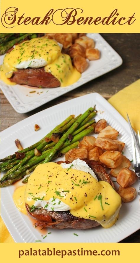 Steak Benedict for #SundaySupper Steak Benedict, Benedict Breakfast, Steak Breakfast, Eggs Benedict Recipe, Recipes Beef, Hollandaise Sauce, Poached Egg, Supper Recipes, Beef Tenderloin