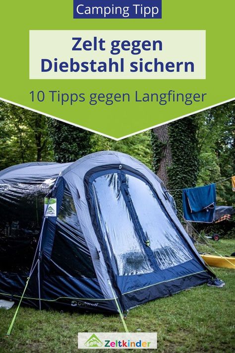 Mit wenig Aufwand lässt sich ein Zelt gegen Diebstahl sichern und mit ein paar Verhaltensregeln vermeiden, dass Wertsachen und andere Dinge durch Langfinger abhandenkommen. Hier teile ich meine Erfahrung sowie einige Tipps rund um das Thema Diebstahl auf dem Campingplatz. Zelten mit Kindern | Camping Tipps | Camping Hacks Zelt #zeltkinder Camping Organisation, Camping Klo, Zelt Camping, Free Camping, Van Camping, Camping Hacks, Trekking, Outdoor Gear, Tent