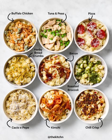 Topping For Mac And Cheese, Macaroni Ideas, Food Ideas For Food Trucks, Sides For Mac And Cheese, Mac And Cheese Salad, Mac And Cheese Mix Ins, Mac And Cheese Toppings Bar, Mac N Cheese Bar Parties, Pasta In A Cup