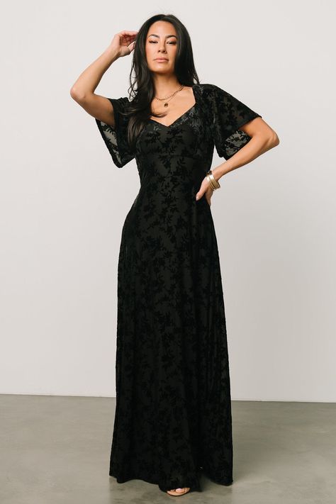 Everley Velvet Maxi Dress | Black | Baltic Born