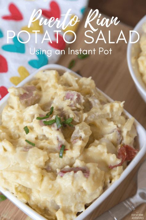 Easy and quick to make, this Puerto Rican potato salad is what you are looking for. Flavorful and so creamy and made using an Instant Pot. #puertoricanfood #recipe #instantpot #potatosalad Puerto Rican Potato Salad, Patato Salad, Easy Potato Salad Recipe, Caribbean Foods, Potato Salad Recipe Easy, Easy Potato Salad, Boricua Recipes, Potato Salad Recipe, Foreign Food