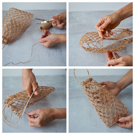 Pola Jaring, Modern Rug Hooking, Make A Basket, Reading My Tea Leaves, Macrame Basket, Pola Macrame, Basket Weaving Diy, Small Glass Bottles, My Tea