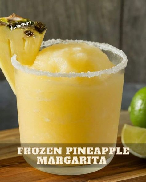 🍹Frozen Pineapple Margaritas🍍🍹 Enjoy... - Clementine Rainey Pinapple Margarita, Frozen Lime Margarita Recipe, Frozen Mixed Drinks, Pineapple Margaritas, Pineapple Margarita Recipe, Lime Margarita Recipe, Frozen Drinks Alcohol, Frozen Drink Recipes, Adult Beverages Recipes