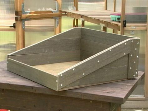 How to Build a Potting Box for a Greenhouse | how-tos | DIY Potting Soil Storage, Soil Storage Ideas, Crate Shelf Ideas, Soil Storage, Greenhouse Storage, Greenhouse Tips, Outdoor Kitchens And Bars, Crate Shelf, Natural Plant Food