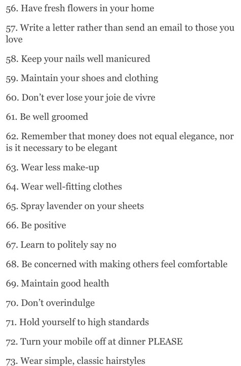 100 ways to be elegant Strong Mentality, The Good Wife's Guide, Ettiquette For A Lady, Etiquette And Manners, Act Like A Lady, Get My Life Together, Good Wife, Self Care Activities, New Energy