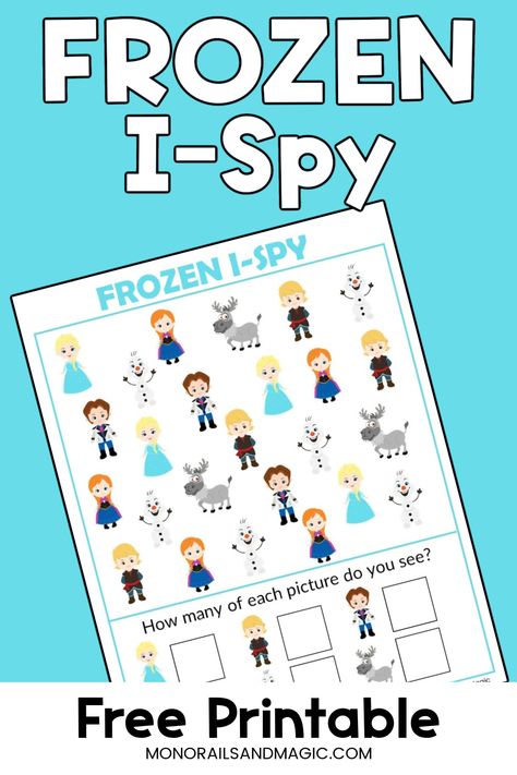 Frozen I-Spy Free Printable Activity - Monorails and Magic Spy Cartoon, Road Trip Activity Book, Preschool Homework, Disney Printables Free, Frozen Activities, Frozen Printables, Frozen Free, Disney Activities, Simple Images