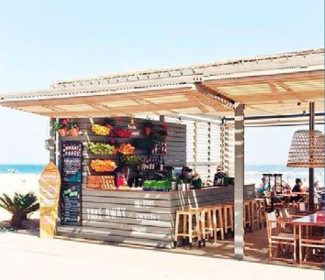 Surf Bar, Juice Bar Design, Barceloneta Beach, Barcelona Beach, Food Stand, Beach Cafe, Surf Shack, Beach Shack, Outdoor Food