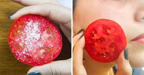 13 Tips to Help You Look Stunning Without Makeup Tomato For Skin, Tomato Face Mask, Tomato Mask, Tomato Face, Blemish Remover, Remove Dark Spots, Facial Scrubs, How To Get Rid Of Acne, Hair Colorist