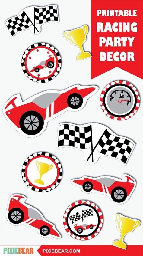 Racing Theme Birthday Party Decorations, Race Car Svg Free, Free Race Car Party Printables, Racing Cake Topper Printable, Race Car Printables Free, Racing Svg Free, Diy Race Car Party Decorations, Race Car Birthday Party Ideas Cake, Race Party Decorations