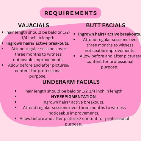 🌟 Calling all models! 🌟 Want to be part of our exclusive intimate facial journey? We’re seeking six models—two for underarm, two for vajacial, and two for buttock facials. First come, first serve! Enjoy heavily discounted prices for a three-month commitment to see real results. DM to secure your spot—everything’s kept confidential. No tags, no worries. Your privacy is our priority. Professional, discreet, and transformative. Sign up and support—let’s glow together! 💫 #facialtreatment #skintre... Vajacial Benefits, Vajacial Diy, Teaching Esthetics, Skincare Hyperpigmentation, Kitty Tips, Waxing Aftercare, Wax Studio, Waxing Tips, Lashes Tutorial