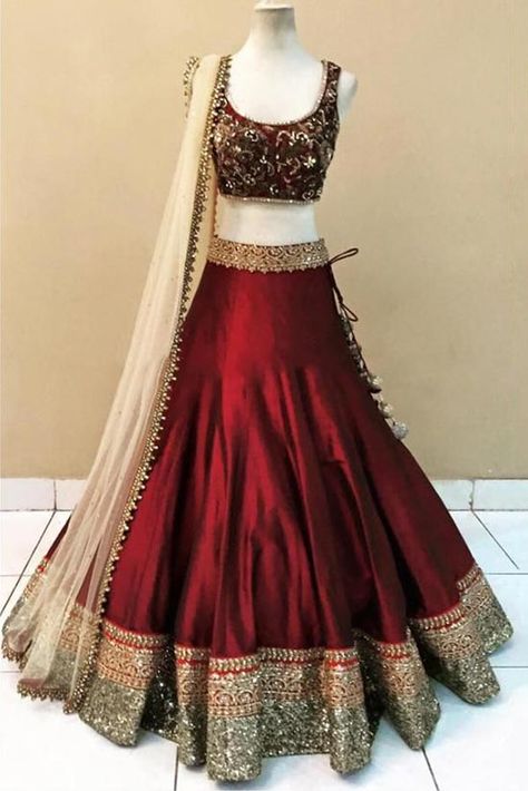 Eastern Fashion, India Clothes, Half Sarees, Party Wear Lehenga Choli, Lehnga Dress, Indian Bridal Lehenga, Choli Designs, Lehenga Choli Online, Red Lehenga