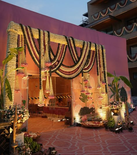 SAW Flower & Decor | Summer pastel decor for the onset of your wedding festivities, with the blessings of the almighty! 🧿 #wedding #weddinginspirations… | Instagram Small Wedding Decor, Simple Stage Decorations, Home Flower Decor, Janmashtami Decoration, Flower Garland Wedding, Wedding Entrance Decor, Wedding Decorations On A Budget, Classic Wedding Decorations, Mandap Decor