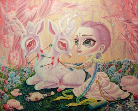 Goth Art, Lowbrow Art, Creepy Art, Pop Surrealism, Trippy Art, Traditional Paintings, Creepy Cute, Kawaii Art, Surreal Art