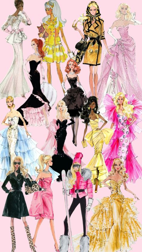 #robertbest #barbie #vintage #wallpaper #pink Pretty Wall Art, Barbie Fashion Sketches, Barbie Books, Barbie Drawing, Fashion Illustration Vintage, Christmas Barbie, Fairy Artwork, Fashion Barbie, Wallpaper Pink