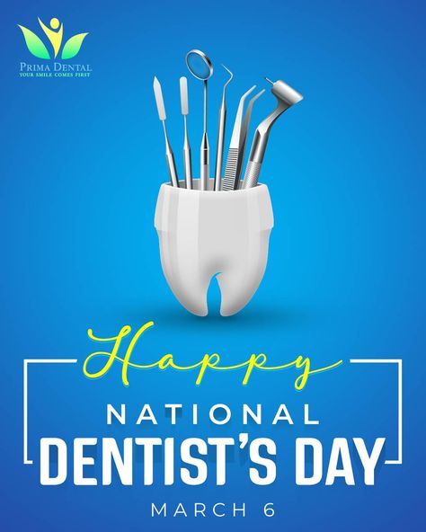 National Dentist's Day 👩‍⚕️🦷 falls on March 6th every year. 🗓 Happy Dental, Dental Social Media, Dentist Day, Implant Dentist, Dental Health Care, Dental Life, Doctors Day, Dental Center, Family Dental