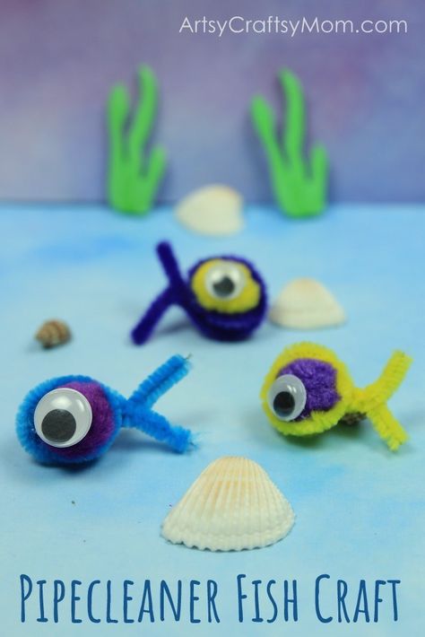 Pipe Cleaner Crafts For Kids, Fishing Games For Kids, Preschool Door, Scuba Vbs, Pipe Cleaner Animals, Octopus Crafts, Under The Sea Crafts, Kids Holidays, Fish Craft