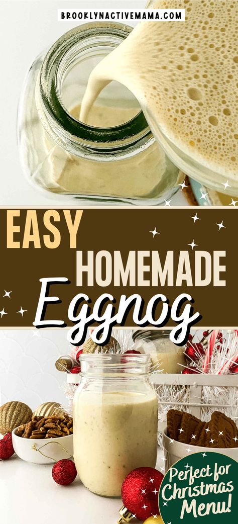 Cooked Eggnog Recipe, Easy Eggnog Recipe, Cooked Egg Nog, Egg Nog Recipe Easy, How To Make Eggnog, Eggnog Drinks, Eggnog Recipe Homemade, Easy Eggnog, Homemade Eggnog