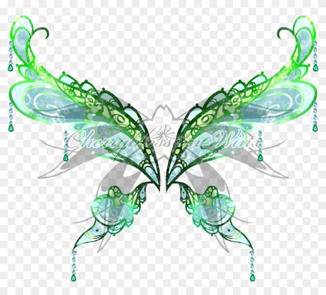 Anime Fairy Wings, Enchantix Wings, Anime Wings, Fairy Wings Drawing, Green Fairy Wings, Anime Green, Blue Butterfly Wings, Wings Png, Water Fairy