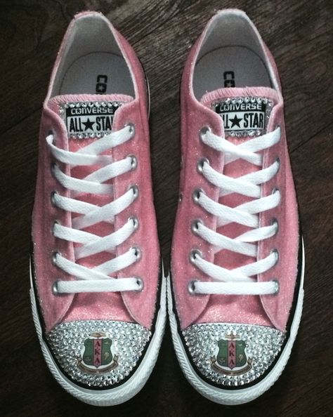 * Sorority Shoes, Crystal Sneakers, Alpha Kappa Alpha Sorority Paraphernalia, Nike Tights, Alpha Girl, Skee Wee, Aka Sorority, Converse Star, Alpha Kappa Alpha Sorority