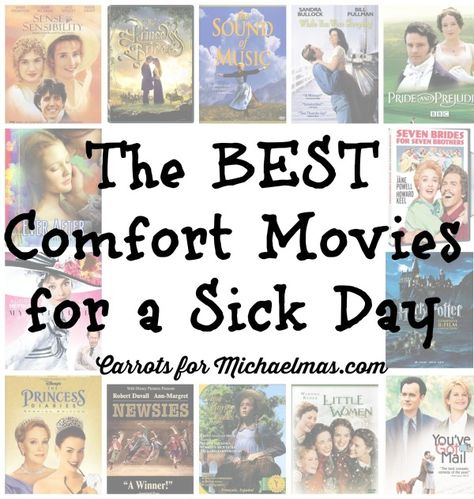 The Best Comfort Movies for  a Sick Day // Carrots for Michaelmas Comforting Movies, What To Watch When Sick, Comfort Movie, Sick Day Movies, Sick Day In My Life, Movies To Watch When Sick, Best Movies To Fall Asleep To, Things To Do When You’re Sick, Comfort Movies