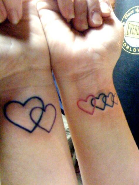 These are one out of my five tatt that I<3.....My love and me. And my four kids I <3. Need to add my twin boys! Family Heart Tattoos, Little Heart Tattoos, Love Heart Tattoo, Mom Daughter Tattoos, Heart Tattoo Designs, 1 Tattoo, Tattoos For Daughters, Family Tattoos, Sister Tattoos