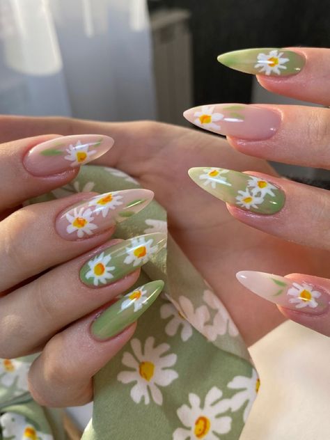 Nails Easter, Kutek Disney, Daisy Nails, Pink Spring, Nails Coffin, Dream Nails, Unique Nails, Floral Nails, American Beauty