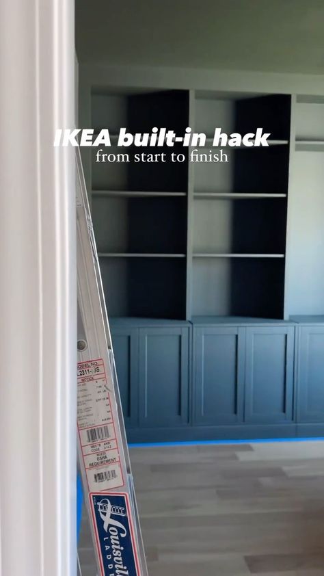 Home Hacks & Inspo | IKEA built-in hack by @loveletters_home! ✨🤍 She used IKEA Billy bookcases (particle board) and IKEA Havsta cabinets (solid wood) for… | Instagram Playroom Ikea Built Ins, Billy Bookcase Alcove, Oxberg Billy Hack, Ikea Built In Bookcase, Ikea Built In Hack, Ikea Cupboards, Billy Hack, Ikea Billy Hack, Bookshelves With Tv