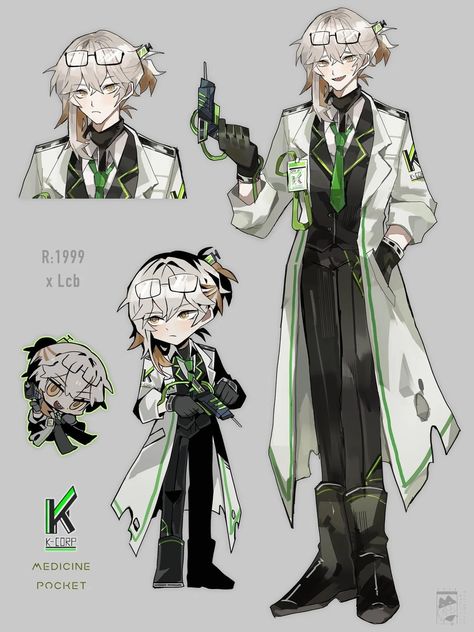 Science Equipment Drawing, Fantasy Scientist Outfit, Scientist Design Character, Lab Character Design, Mad Scientist Character Design Male, Forensic Scientist Outfit, Scientist Outfit Male, Crazy Character Design Male, Lab Coat Character Design