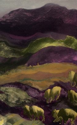 purple and olive Colorful Life, Colors Purple, Purple And Green, Sheep, Plum, Oil Painting, Purple, Green