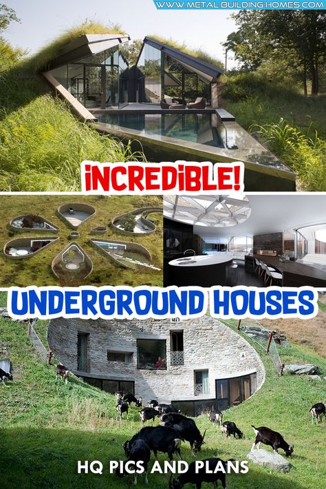 Incredible Underground Houses. If the towers and castles that are situated on top of the hills gave our ancestors a stunning aerial view, these remarkable underground houses also offer another peculiar dish on the architectural table that we can dig in and give a taste.  #metalhousing #metalhouse #Metalbuildinghomes #housingsolution #UndergroundHouses Barn With Loft, Houses In Poland, Grass Roof, Old Stone Houses, Underground Homes, Metal Building Homes, Earth Homes, Eco House, Metal Buildings