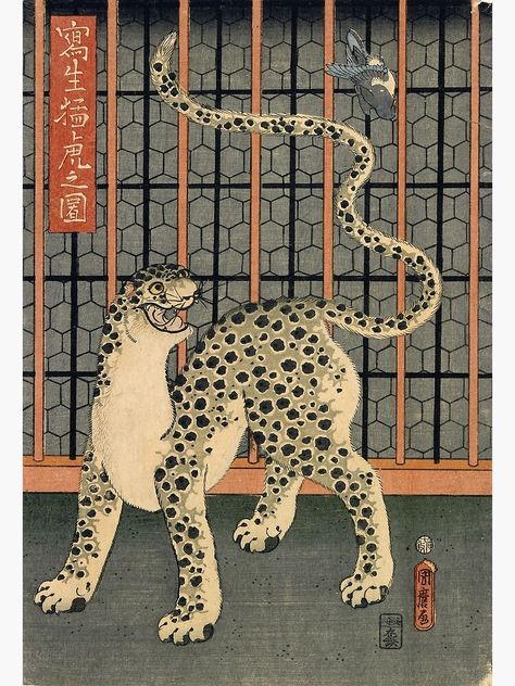 "Utagawa Kuniyoshi - A Leopard Drawn from Life" Art Print by Hangastudio | Redbubble Leopard Drawing, Art Tigre, Cat Meeting, Tiger Art, Japanese Tattoo Art, Art Japonais, Japanese Woodblock Printing, Sumi E, Japan Art