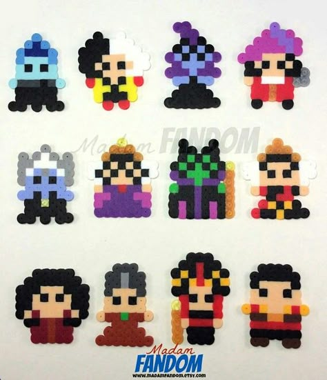 Disney Villains Party, Wicked Party, Villains Party, Melt Beads Patterns, Easy Perler Bead Patterns, Pixel Beads, Pearl Beads Pattern, Easy Perler Beads Ideas, Fuse Bead Patterns