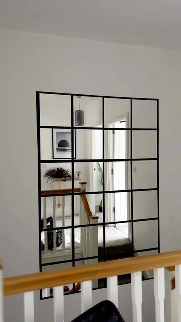 Ikea Mirror Wall, Diy Mirror Wall Decor, Ikea Mirror Hack, Mirror Hack, Diy Mirror Wall, Mirror Decor Living Room, Staircase Wall Decor, Ikea Mirror, Diy Aesthetic