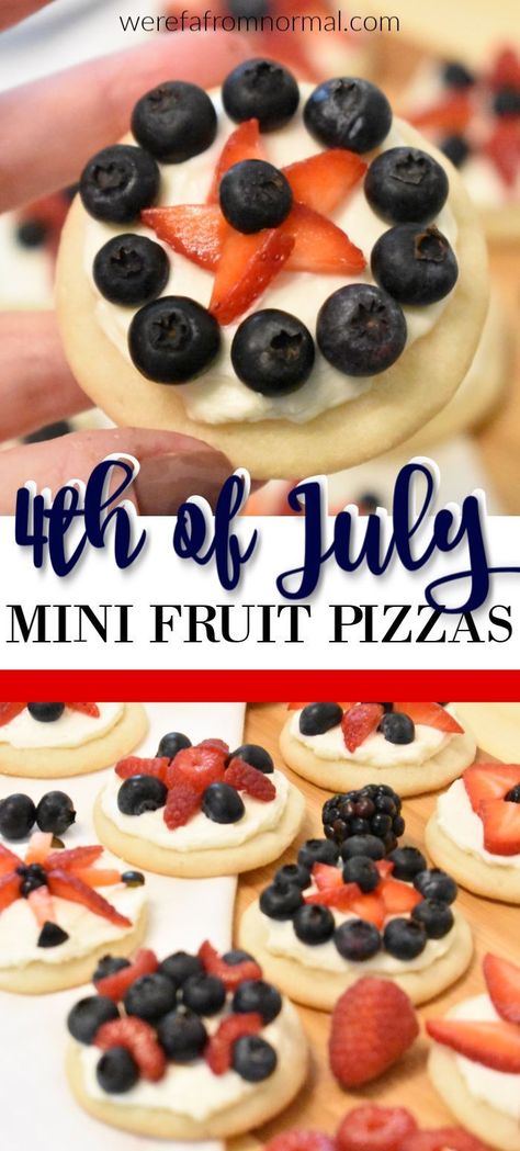 Fruit Pizza Icing, Fruit Pizzas, Pizzas Recipe, 4th Of July Picnic, Mini Fruit Pizzas, Finger Food Desserts, Cooking Crafts, Pizza Sugar Cookie, Recipes Fruit